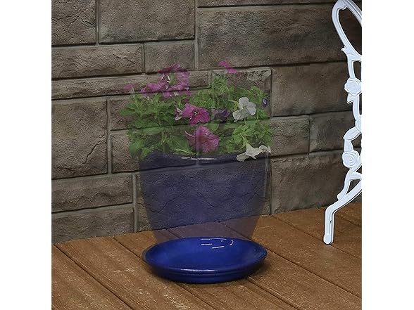 Sunnydaze 7-Inch Ceramic Plant Saucers- Imperial Blue