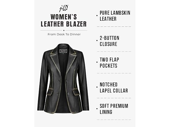 Jild Classic Style Leather Blazer Women