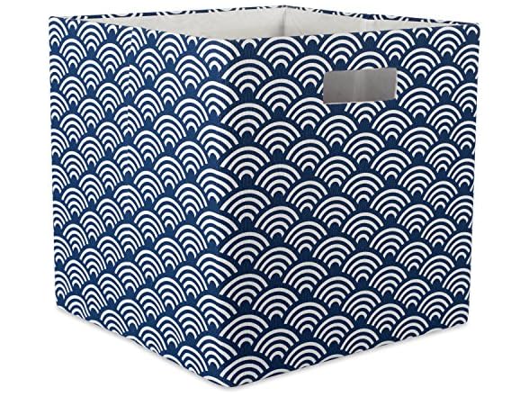 DII Collapsible Hard Sided Bin, Waves, Blue, Large