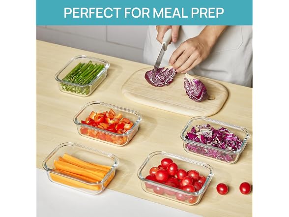 Vtopmart Multi Color 5 Pack 22oz Glass Containers W/ Lids