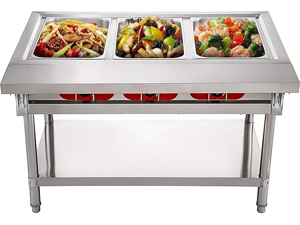 VEVOR Commercial Electric Food Warmer 3 Pot Steam Table Food Warmer 18