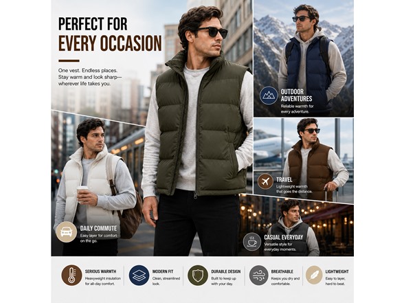 Mens Heavyweight Puffer Bubble Vest