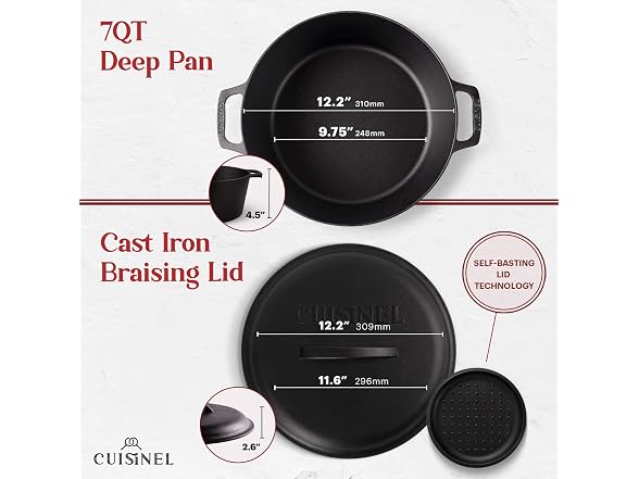 Cuisinel Cast Iron Dutch Oven - 7-Quart