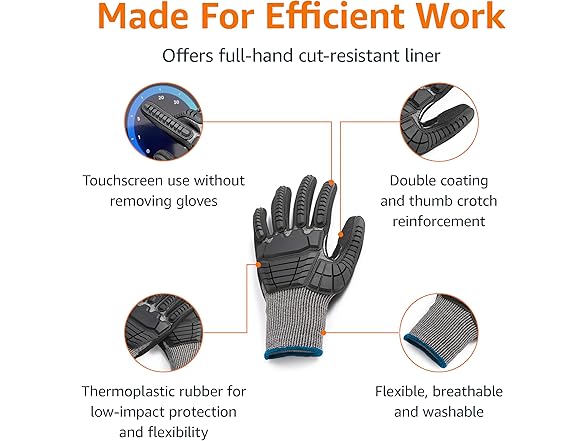 Amazon Basics Cut Level A2, Impact Protection Gloves