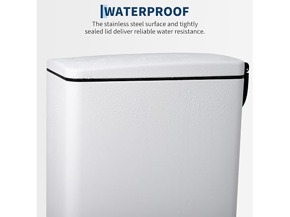 MOVECOM 12 Gal Step-On Trash Can White
