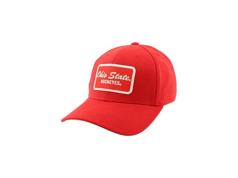 ZHATS Men's Standard NCAA Officially Licensed Fitted Hat ZH Patch Brick , Medium,Ohio State Buckeyes