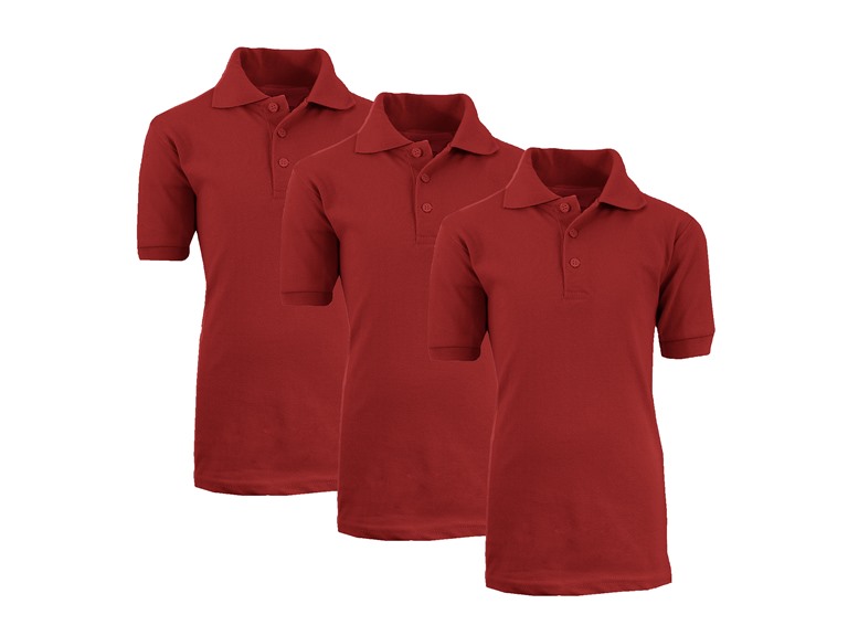 GBH WC-----(3-Pack Boy's Polos) ZBE / BG-BG-BG / 4 4 3PK Boys Short Sleeve School Polo Burgundy x3
