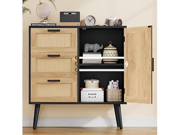 Storage Cabinet with Rattan Door