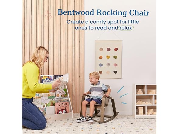 ECR4Kids Bentwood Rocking Chair With Cushion - White Wash