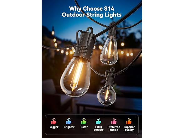Minetom 164 FT S14 Outdoor String Lights