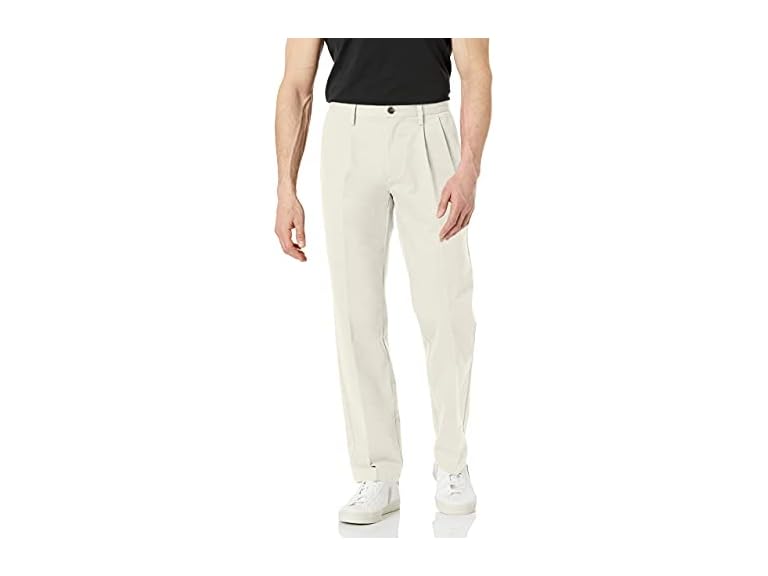Amazon Essentials Men's Classic-Fit Wrinkle-Resistant Pleated Chino Pant (Available in Big & Tall), Stone, 29W x 28L
