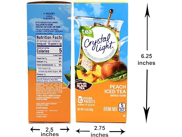 6PK Crystal Light Peach Iced Tea Drink Mix, 12-Quart Canister