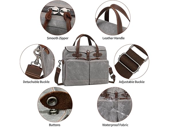 BOVIP 15.6" Canvas Messenger Bag, Gray