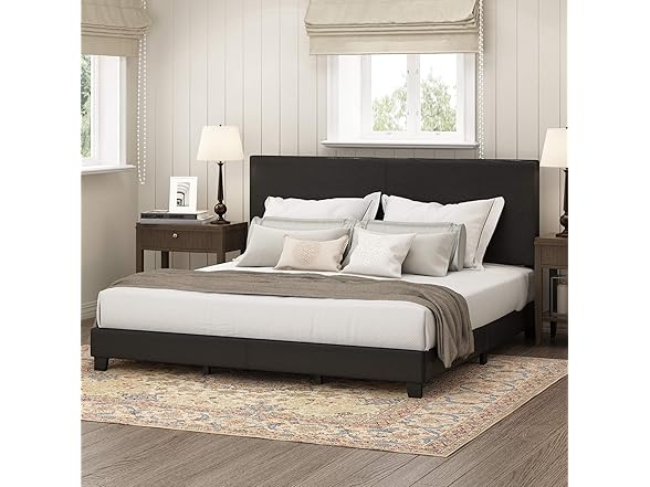 FURINNO Pessac PU Leather Upholstered King Platform