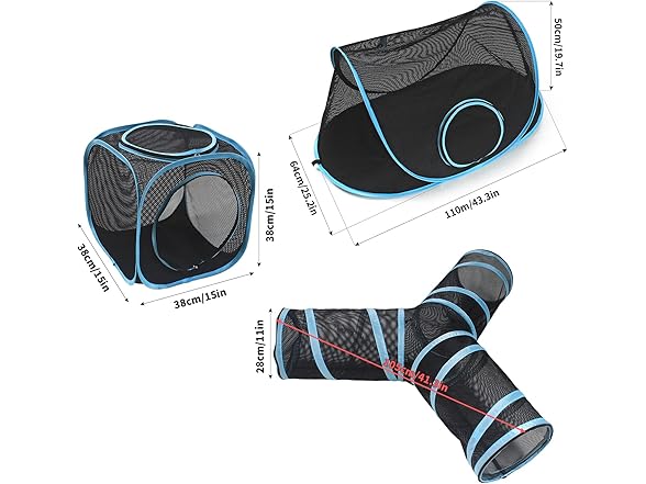 INTURN Cat Tent w/Tunnel, 2-Cube