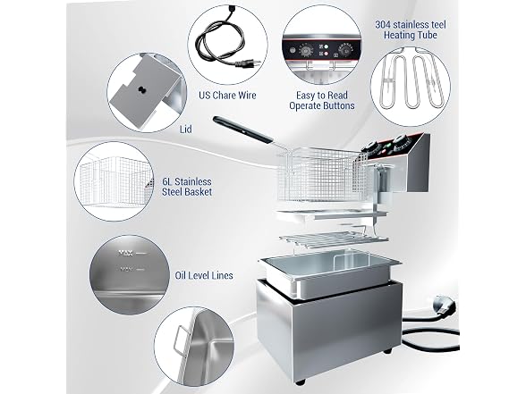Professional Electric Deep Fryer for Home 8L
