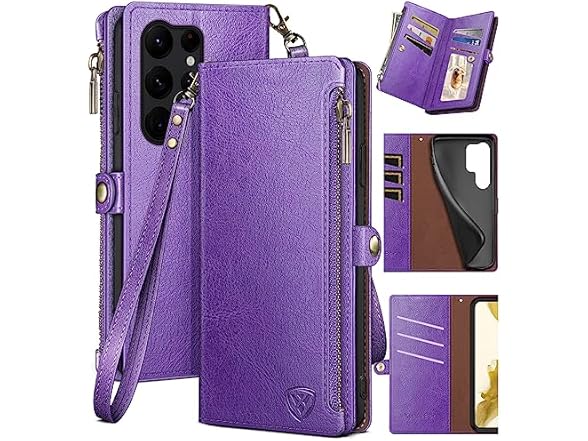 XcaseBar S23 Ultra Wallet Case, Purple