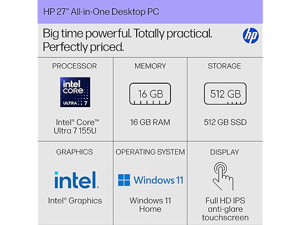 HP 27" All-in-One Desktop 27-cr1180