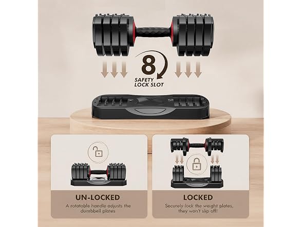 VEICK 2 Set 25 lb Adjustable Dumbbell Set