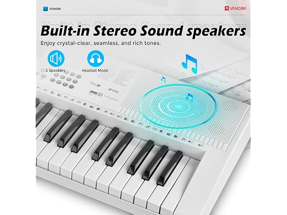 VANGOA White Electric Piano Keyboard