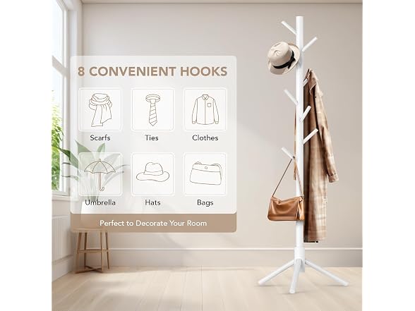 Wooden Tree Coat Rack Stand - Gallery 6