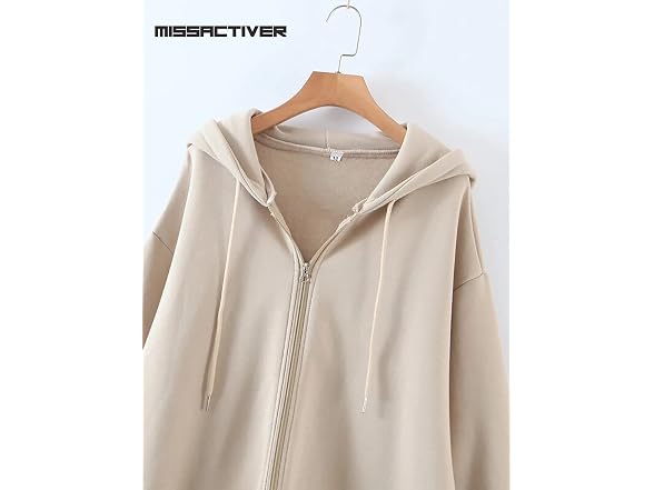 Missactiver Women (S) Solid Drawstring Zip Jacket