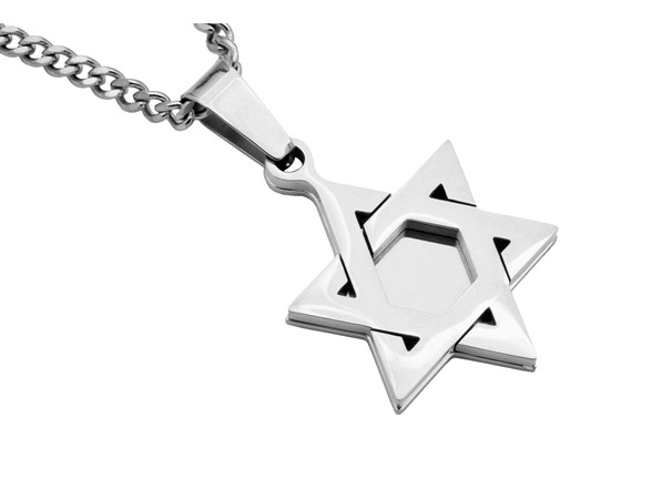 Collana Uomo Stella Di Davide Argento 925 – Ciondolo Grande 18'' – Regalo