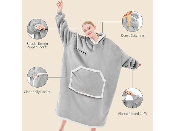 IFNOW Oversized Sherpa Wearable Blanket