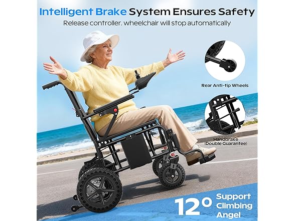 Electric Wheelchairs for Adults Lightweight 38lbs, Foldable Motorized Wheelchair for Seniors, 15 Miles Long Travel Range, All Terrain Portable Power Wheelchair Support 350 lbs(18.5 Inch Wide Seat) (Open Box)