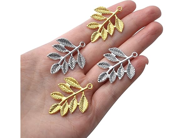 BronaGrand 50pcs Leaf Charm Pendants