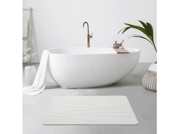 Off White Wave Stone Bath Mat, 24"x15"