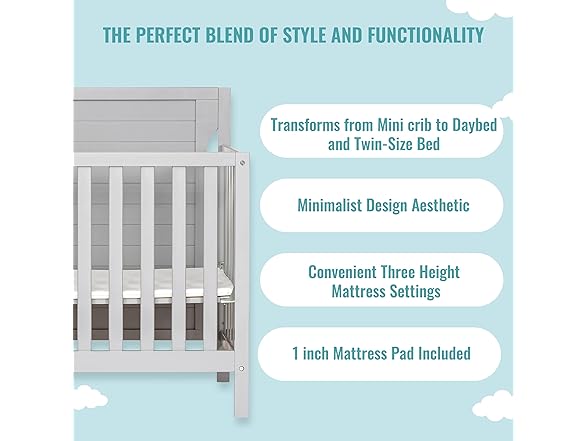 Dream On Me Bellport 4-in-1 Mini Crib