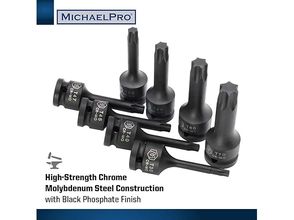 MichaelPro MP005029 8Pc 1/2” Drive Torx Socket Set