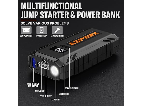 ASPERX Car Jump Starter, 2000A