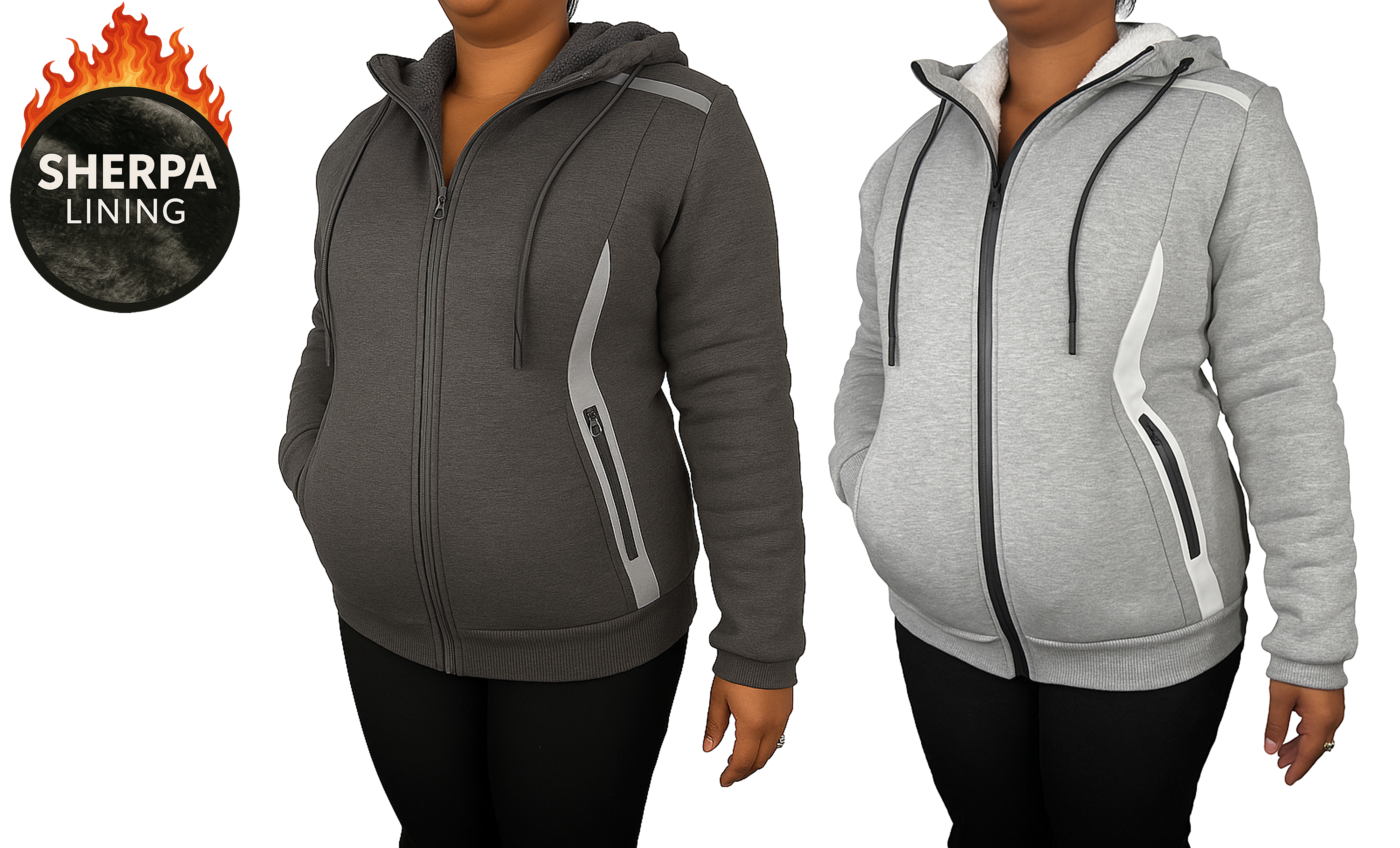 Womens Sherpa Reflective Tech Zip Hoodie - Gallery 28