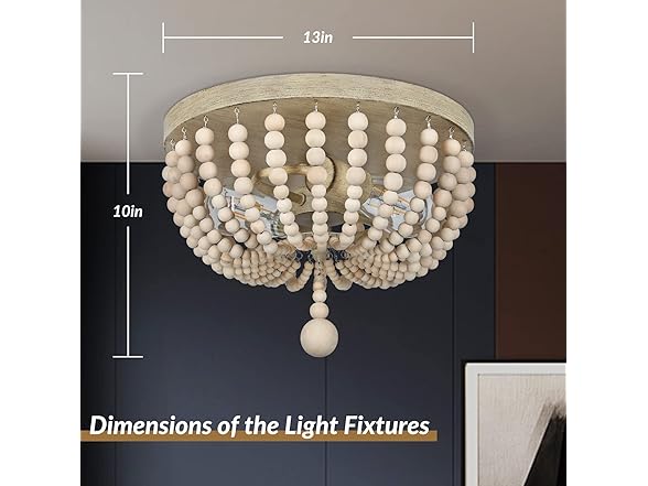 VerRon Farmhouse Wood Beaded Chandelier