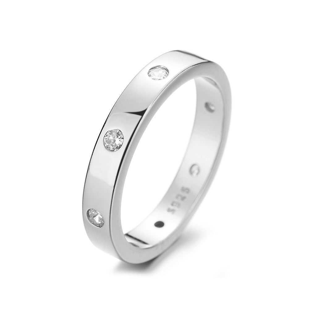 14K White Gold Plated thick Band Ring - Gallery 3