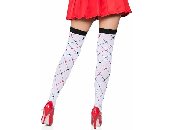 Leg Avenue Women's Woven Diamond Card Suit Thighs