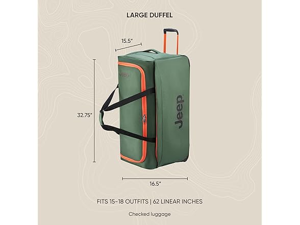Jeep S009D 2-Wheel Rolling Travel Duffle, 20"