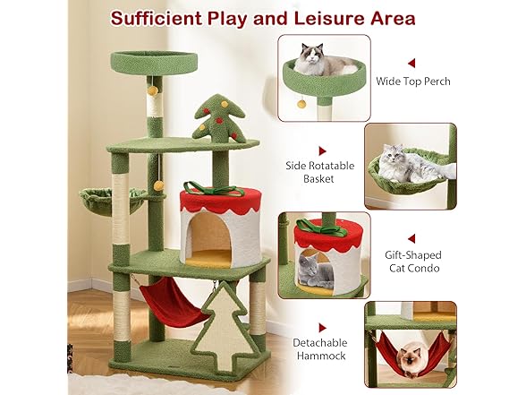 PETSITE 52 inch Christmas-Themed Cat Tree