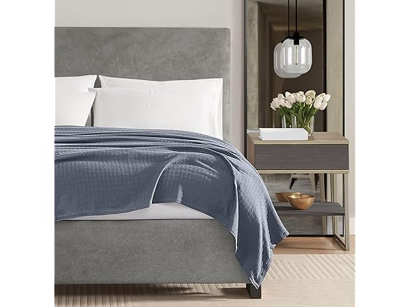 Vince Camuto Classic 100% Basket Woven Cotton Blanket