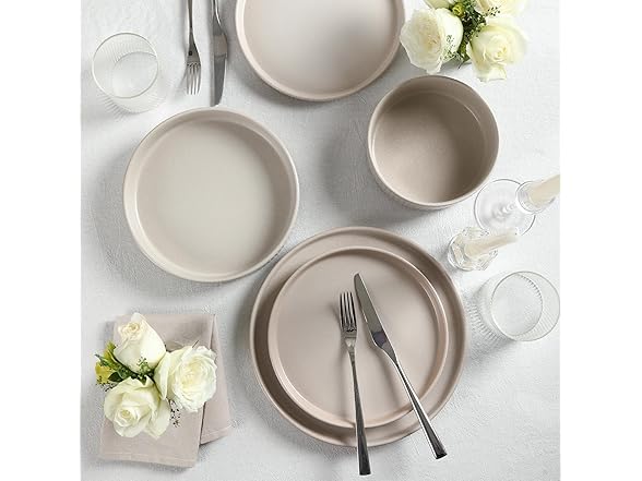 Stone Lain Haven  Stoneware 4 Piece Dinner Plates Sets Beige