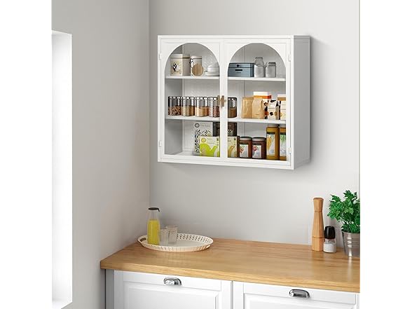 SPOFLYINN 27.56" Glass Door Wall Cabinet