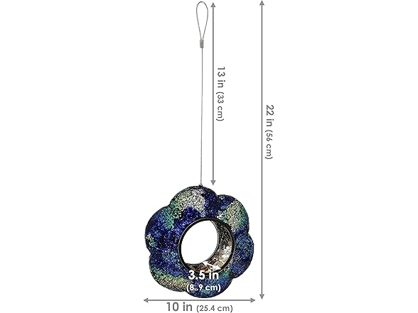 Sunnydaze 10-Inch Glass Mosaic Hanging Bird Feeder