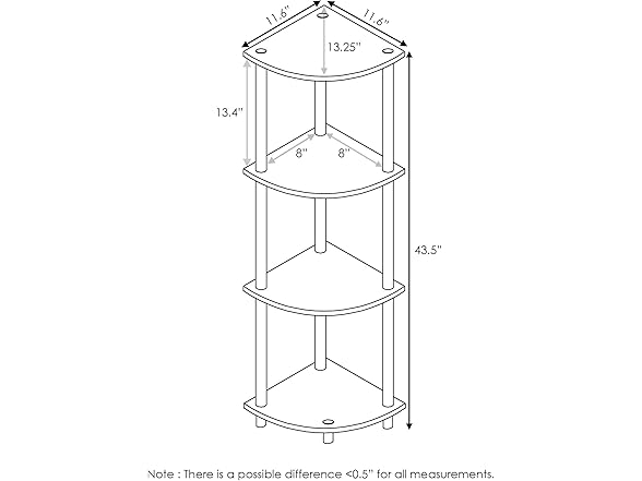 Furinno Turn-n-Tube Multipurpose 4-Tier Corner Shelf