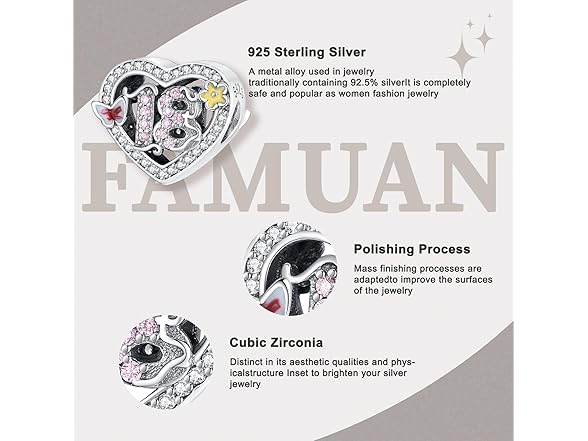 Famuan Number 18 Charm 925 Sterling Silver