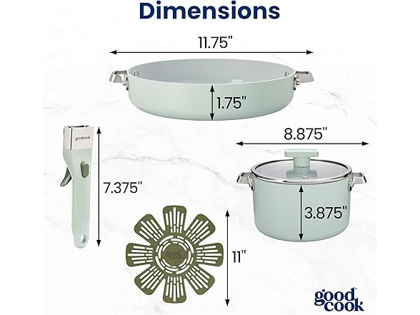 GoodCook Ceramic Cookware Set 5-Piece Sage Green
