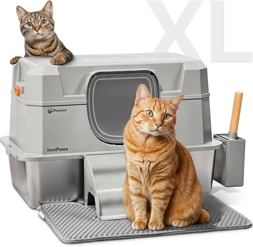 PetCove PC-IRNPW-STL-GRY IronPaws Steel Litterbox Gray 