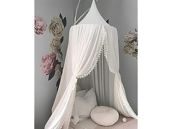 OldPAPA Kids Bed Canopy with Pom Pom Décor