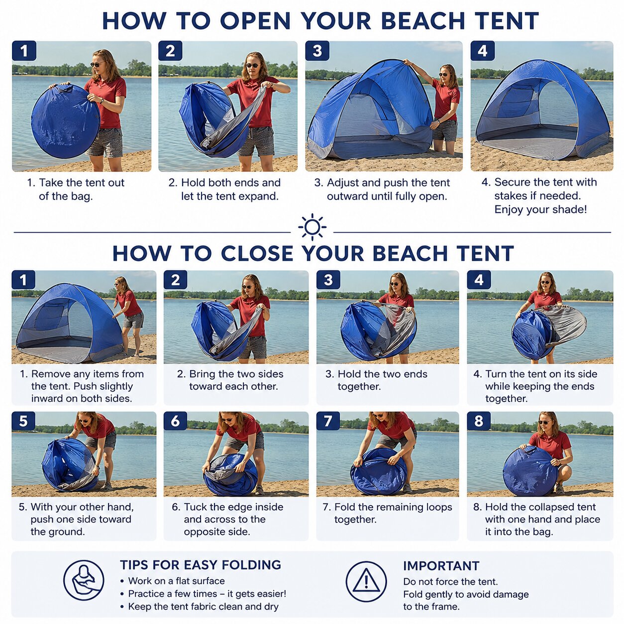 Pop-Up Beach Tent w/ Carry Bag - Red - Gallery 8
